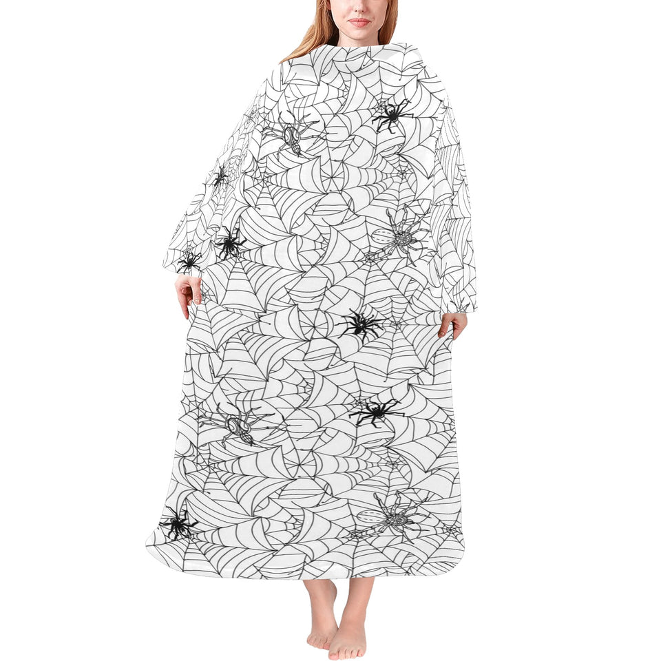 Spider web cobweb pattern Blanket Robe with Sleeves