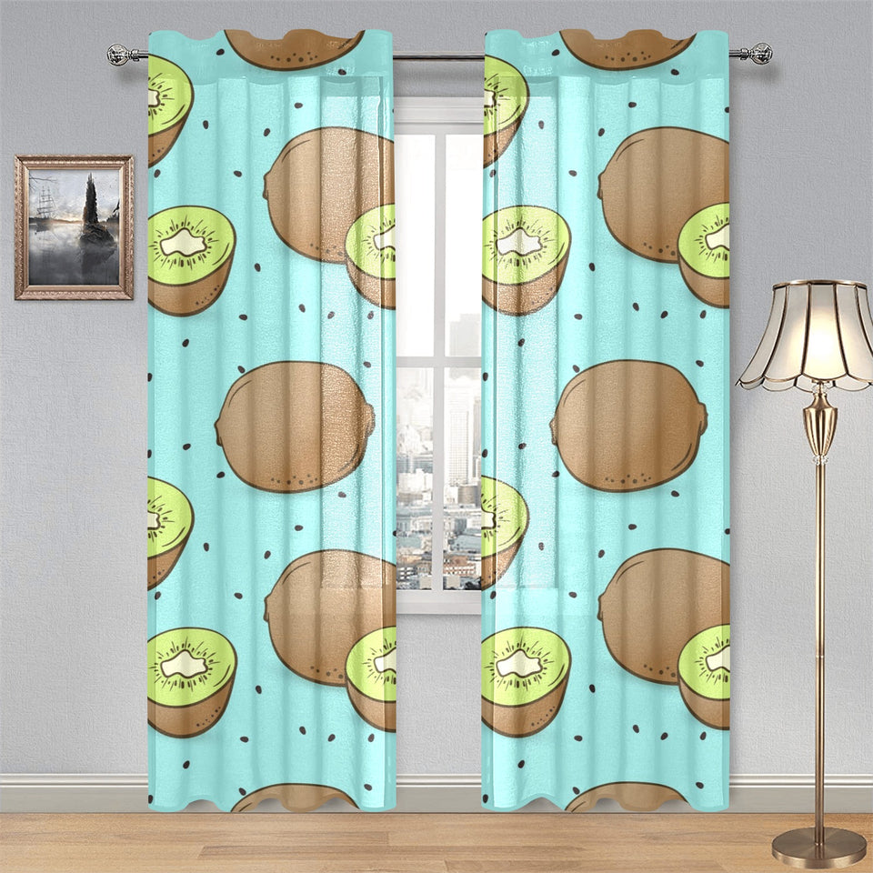 Kiwi blue background Gauze Curtain