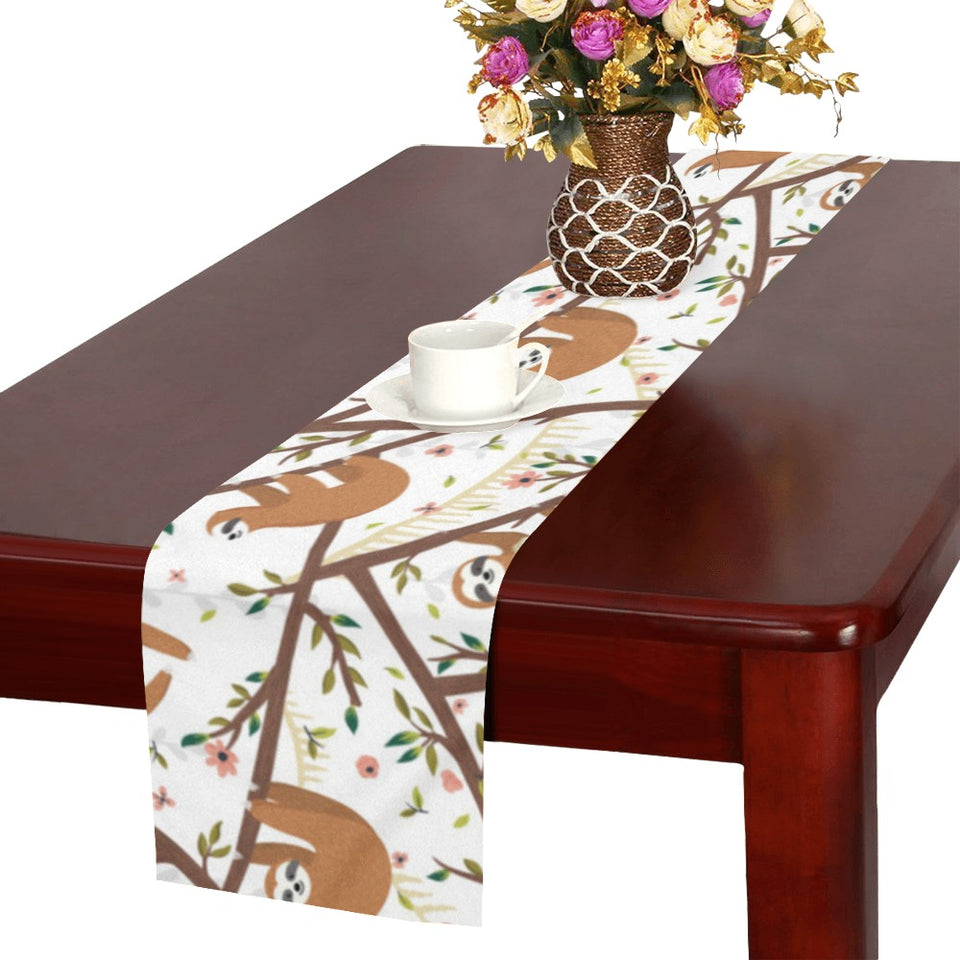 Sloths hanging on the tree pattern Table Runner