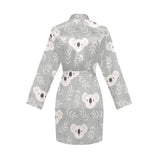 Cute koala leaves pattern Women's Long Sleeve Belted Night Robe