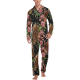 Horse head wild roses pattern Men's Long Pajama Set