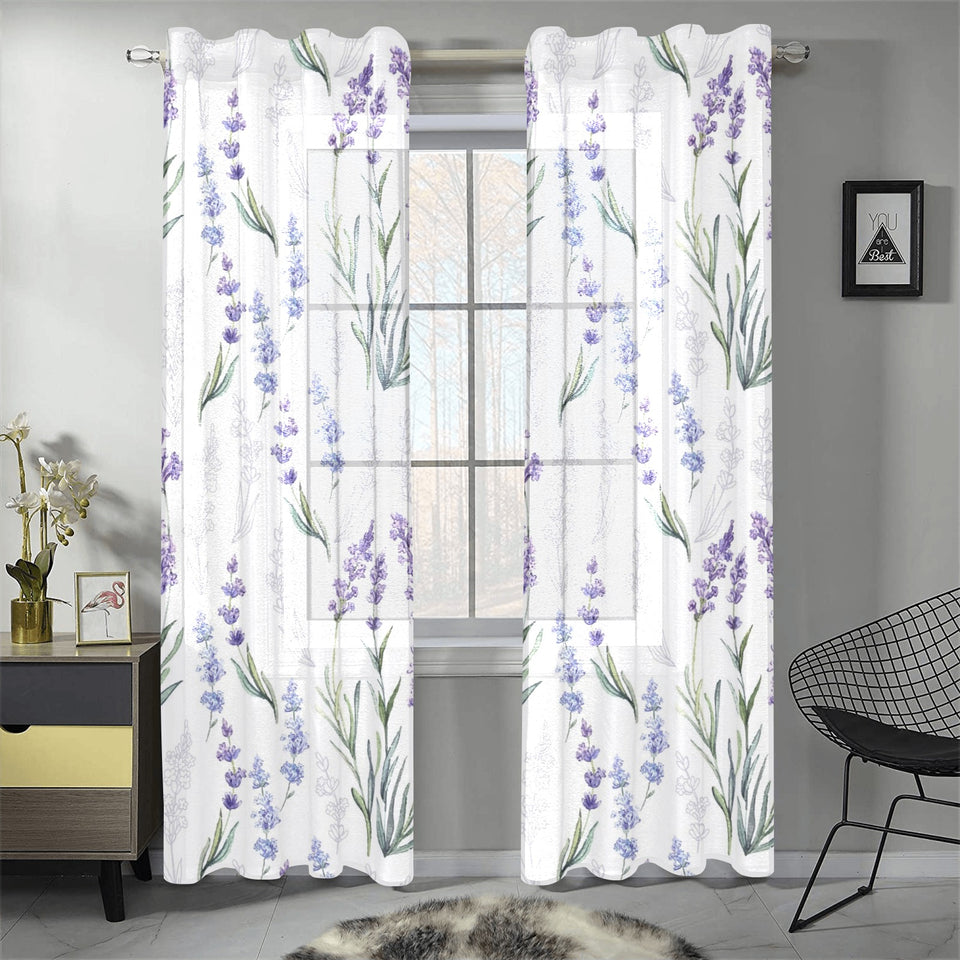 Hand painting Watercolor Lavender Gauze Curtain