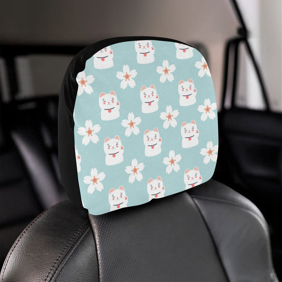 Maneki neko cat sakura Car Headrest Cover