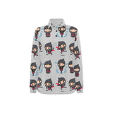 Cute ninja pattern Women's Long Sleeve Polo Shirt