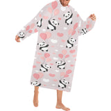 Cute panda ballon heart pattern Blanket Robe with Sleeves