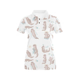 Cute sea otters pattern Women's All Over Print Polo Shirt