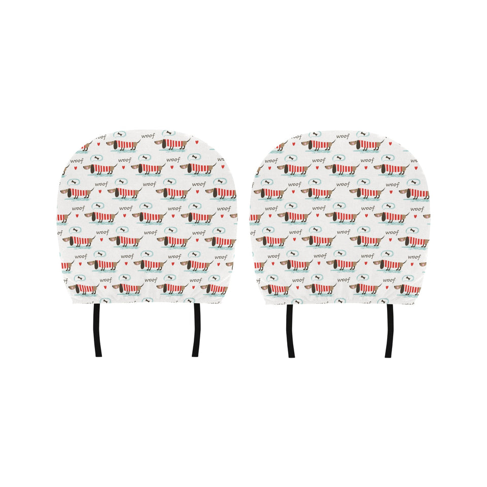 Cute dachshund bone pattern Car Headrest Cover
