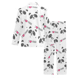 Hand Drawn faces of pandas pattern Men's Long Pajama Set