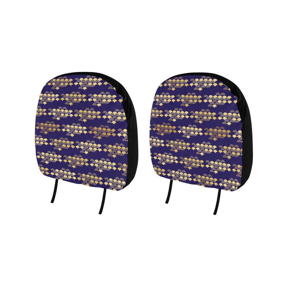 Beautiful japanese fan pattern Car Headrest Cover