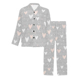 Heart pattern gray background Men's Long Pajama Set