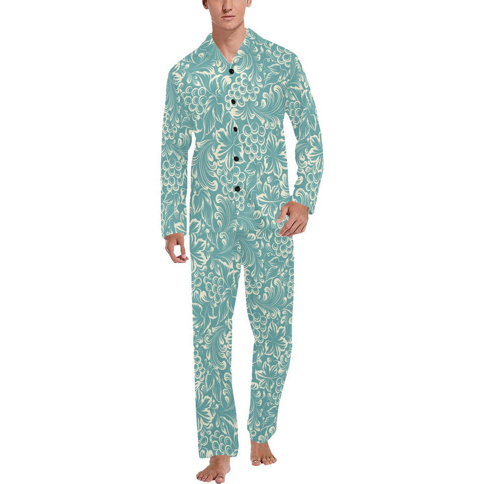 Classic Hand drawn Grape pattern Men's Long Pajama Set
