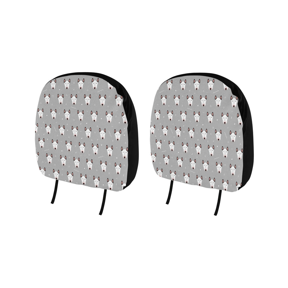 Bull Terrier Pattern Print Design 05 Car Headrest Cover