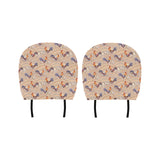 Cute rooster chicken cock floral ornament backgrou Car Headrest Cover