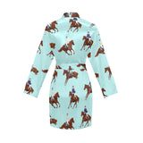 Horses running horses rider pattern Women's Long Sleeve Belted Night Robe