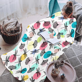 Dragonflies ginkgo leaves pattern Blanket Robe with Sleeves