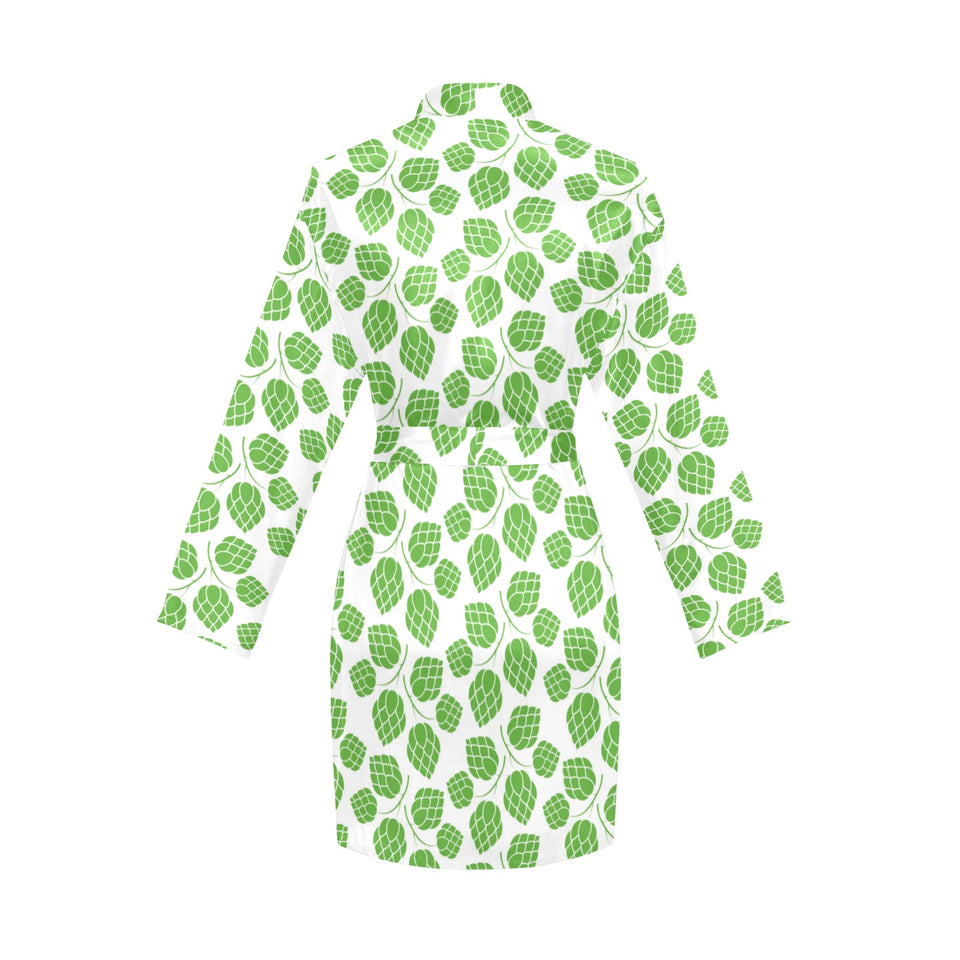 Hop pattern background Women's Long Sleeve Belted Night Robe