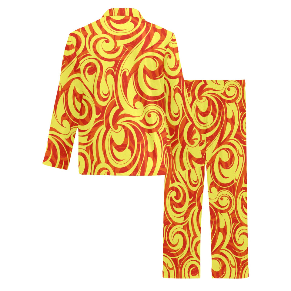 Fire flame design pattern Men's Long Pajama Set