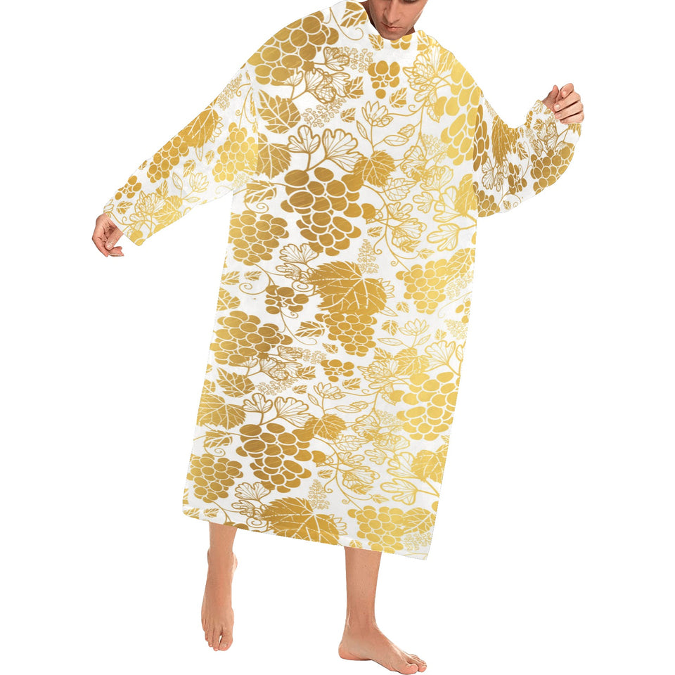 Gold grape pattern Blanket Robe with Sleeves