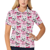 Yorkshire Terrier Pattern Print Design 03 Women's All Over Print Polo Shirt