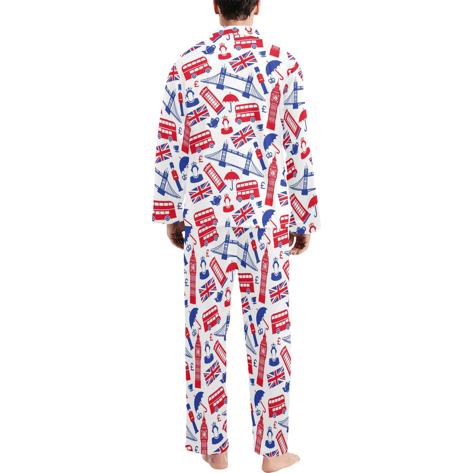 British Pattern Print Design 01 Men's Long Pajama Set