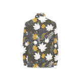 Beautiful gold autumn maple leaf pattern Women's Long Sleeve Polo Shirt