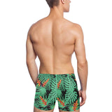 heliconia flower palm monstera leaves black backgr Men's Swimming Trunks