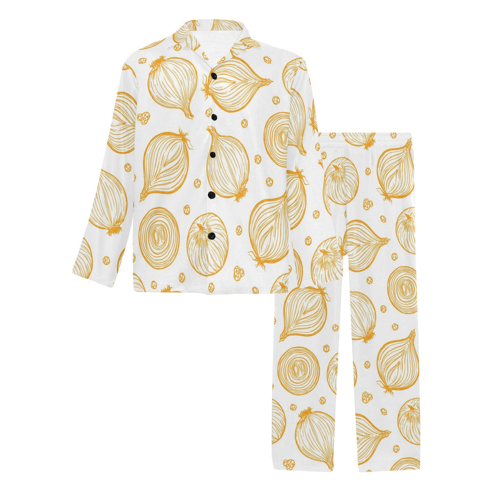 hand drawn onion pattern Men's Long Pajama Set