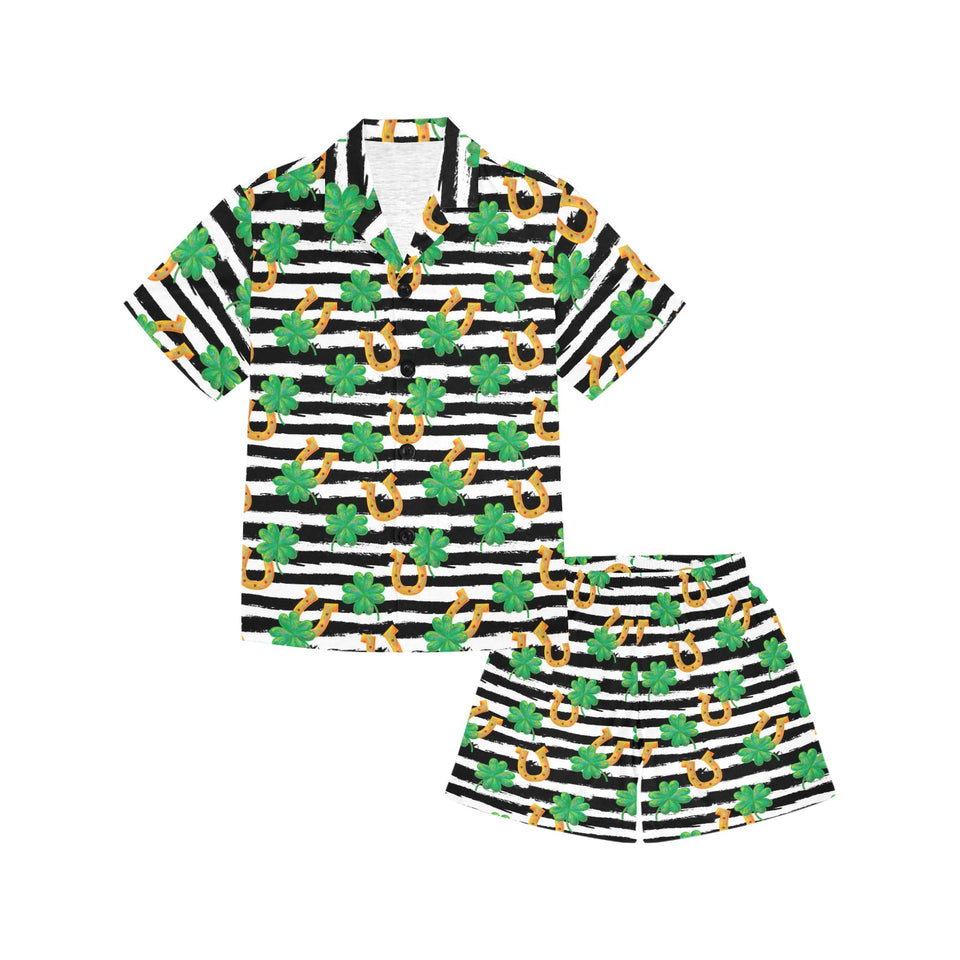 Horseshoes Pattern Print Design 01 Kids' Boys' Girls' V-Neck Short Pajama Set
