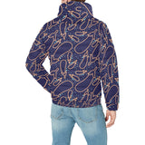 Eggplant Pattern Print Design 04 Men's Padded Hooded Jacket