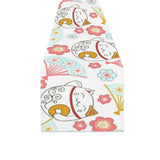 Maneki neko cat fan sakura Table Runner