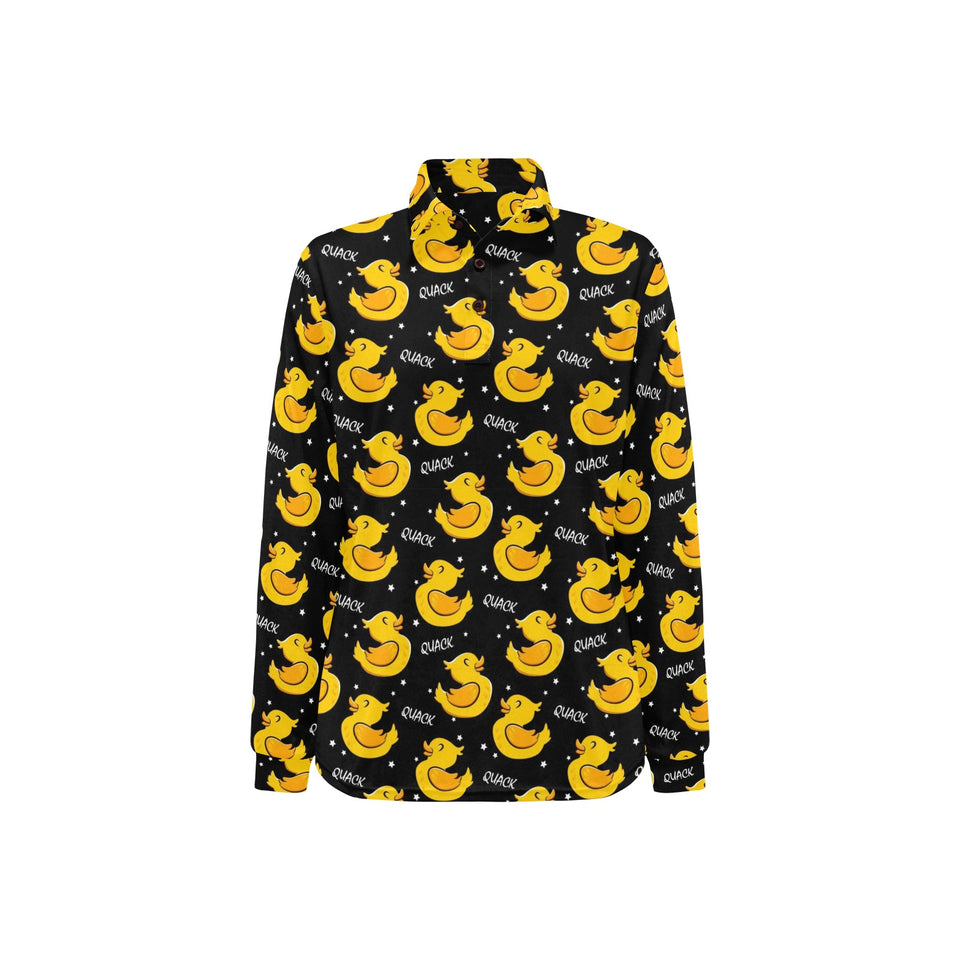 Duck Pattern Print Design 05 Women's Long Sleeve Polo Shirt