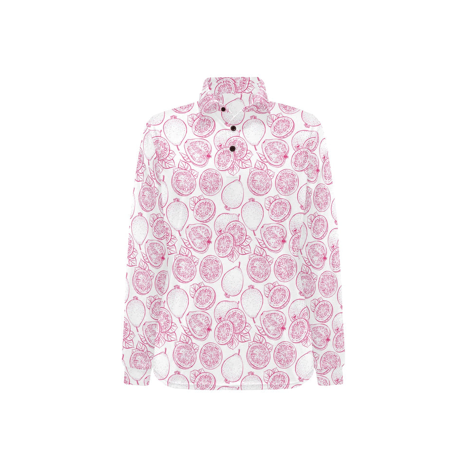Sketch guava pattern Women's Long Sleeve Polo Shirt