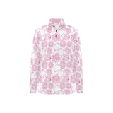 Sketch guava pattern Women's Long Sleeve Polo Shirt