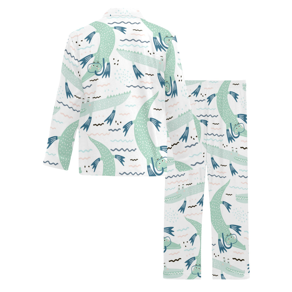 Crocodile diver pattern Men's Long Pajama Set