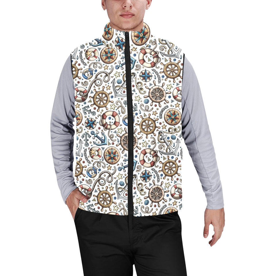 Cute nautical steering wheel anchor pattern Men's Padded Vest