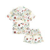 Bicycle Pattern Print Design 05 Kids' Boys' Girls' V-Neck Short Pajama Set