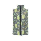 Cute owls leaves pattern Men's Padded Vest