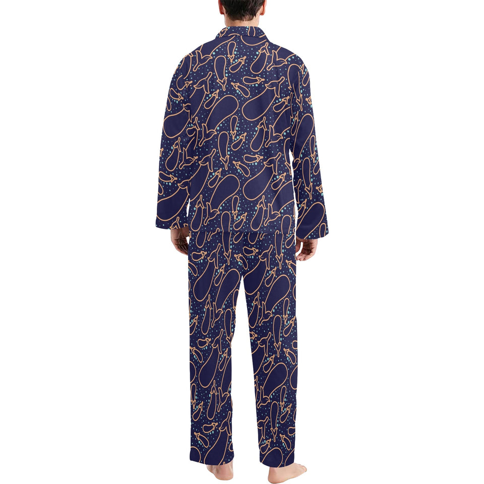 Eggplant Pattern Print Design 04 Men's Long Pajama Set