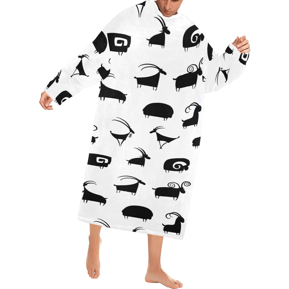 Goat ram pattern Blanket Robe with Sleeves