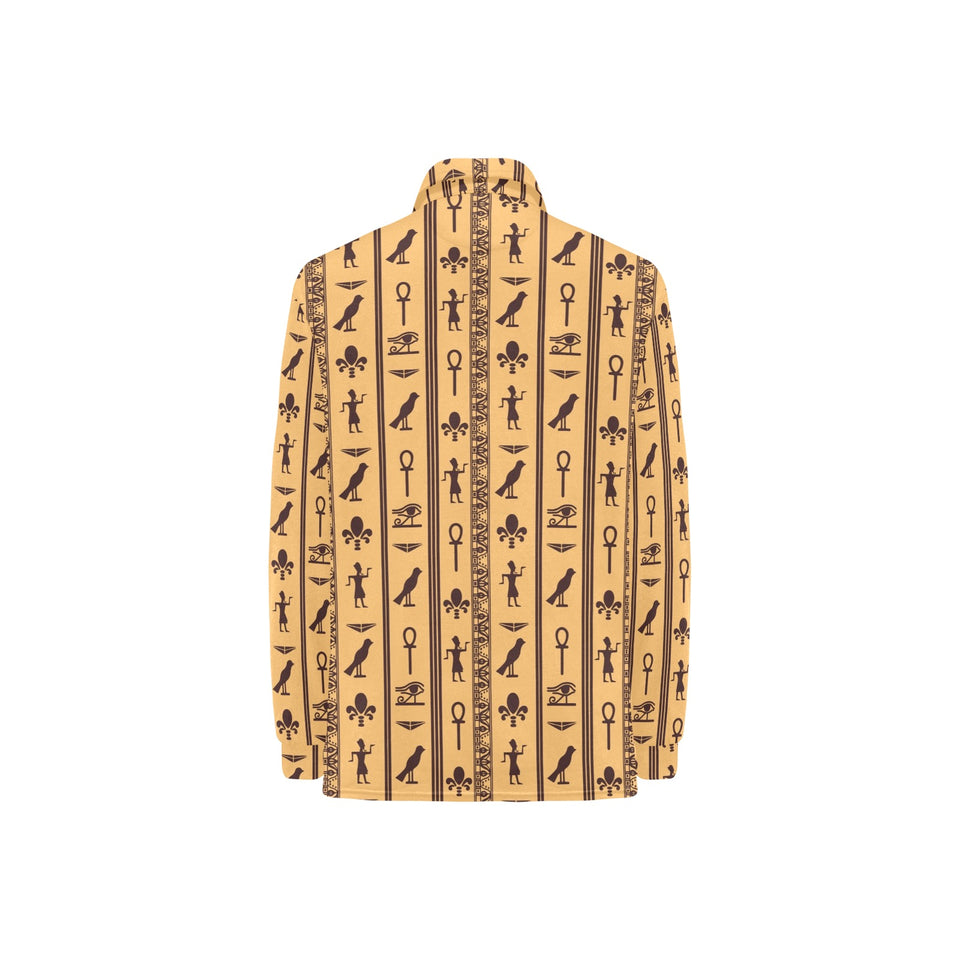 Egypt Hieroglyphics Pattern Print Design 02 Women's Long Sleeve Polo Shirt