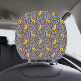 Cute yellow monkey leaves pattern Car Headrest Cover