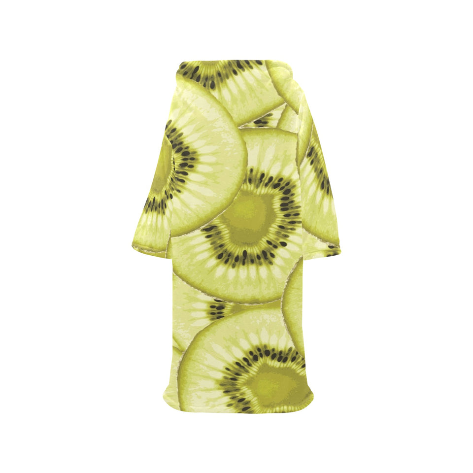 Sliced kiwi pattern Blanket Robe with Sleeves