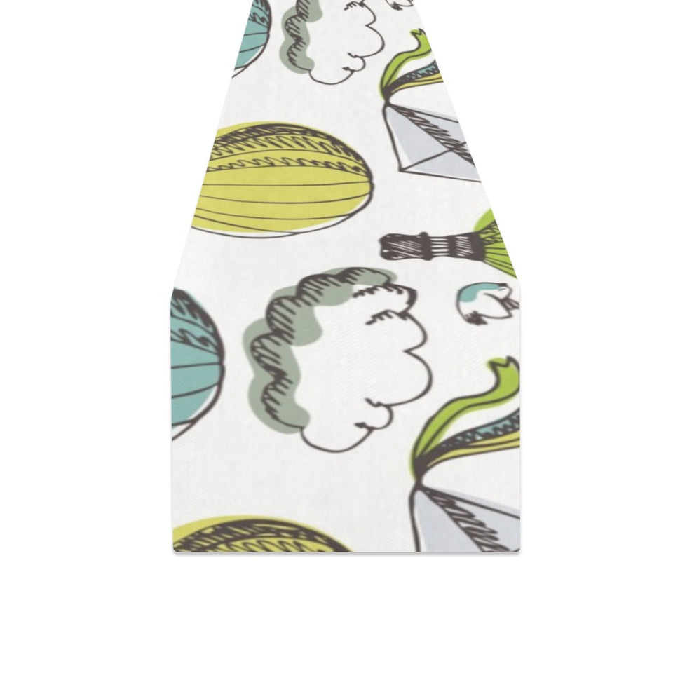Hot Air Balloon Bird Cloud Pattern Table Runner