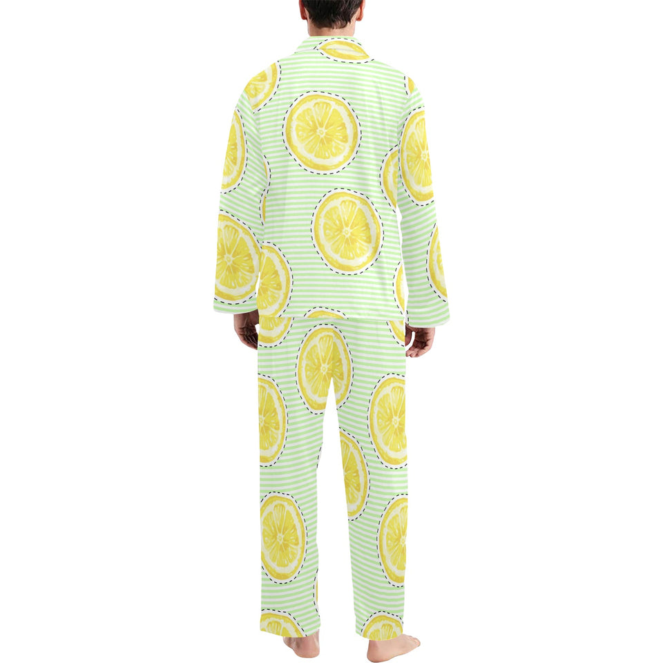slice of lemon pattern Men's Long Pajama Set