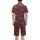 Boomerang Australian aboriginal ornament circle bl Men's V-Neck Short Pajama Set