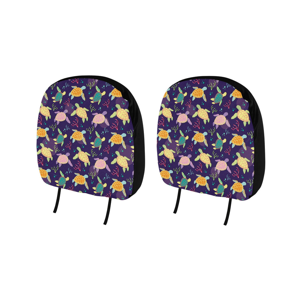 Colorful sea turtle pattern Car Headrest Cover