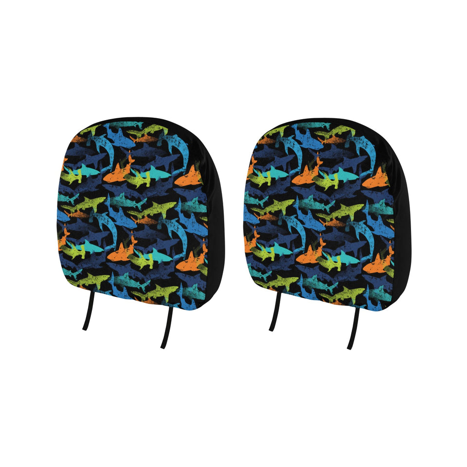 Colorful shark Car Headrest Cover