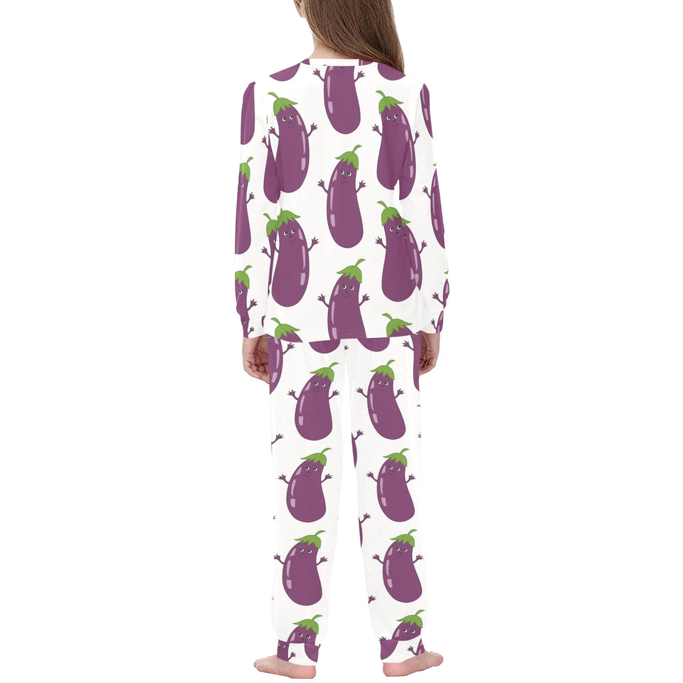 Eggplant Pattern Print Design 01 Kids' Boys' Girls' All Over Print Pajama Set