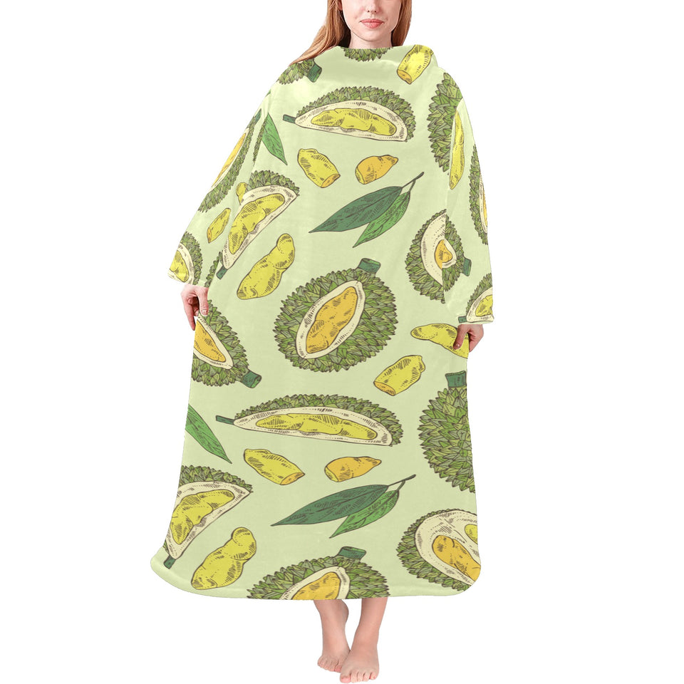 Durian leaves pattern background Blanket Robe with Sleeves