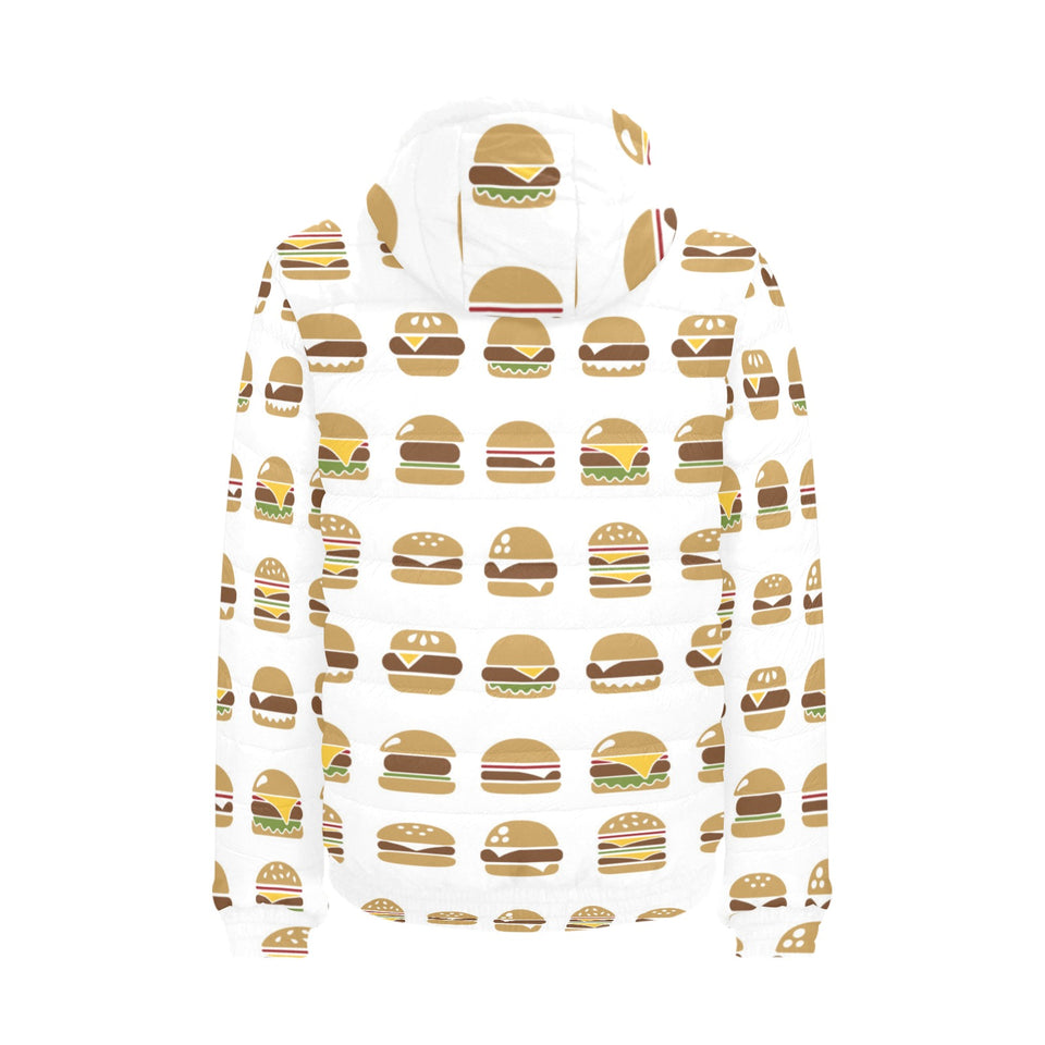 Hamburger Pattern Print Design 02 Men's Padded Hooded Jacket